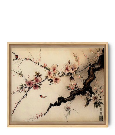 Tableau japonais estampe de cerisier rose