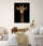 Giraffe canvas wall art adds a soft, natural touch to a modern adult bedroom