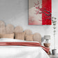 Chambre cosy, tableau mural cerisier rouge, ambiance zen japonaise