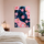 Slaapkamerschilderij roze en blauwe vinylplaten met gouden hartjes pop art romantisch modern decor
