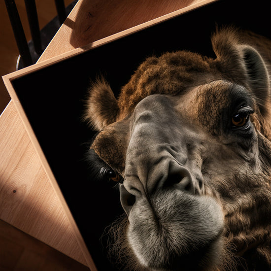 Large Camel Portrait Canvas for Minimalist Office Decor