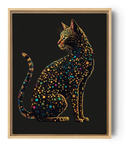 cuadro de diseño gato de Bengala al estilo de Gaudí, arte vectorial, puntillismo colorido