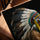 Native American chief portrait with feather headdress painting for minimalist office decor