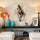 Minimalist modern living room wall art — abstract horse in black, beige, and ochre