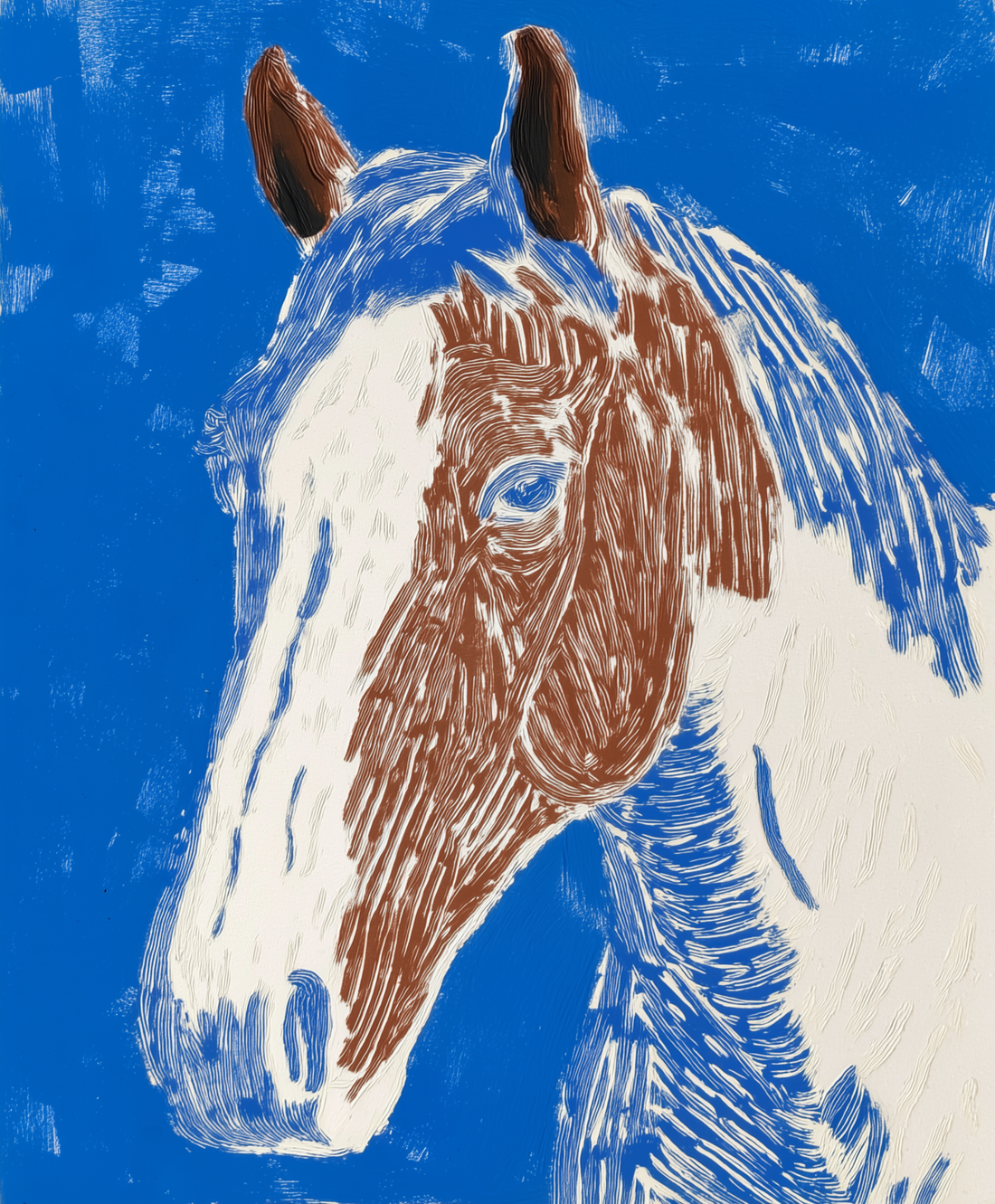 Grand tableau Cheval - Regard bleu graphique
