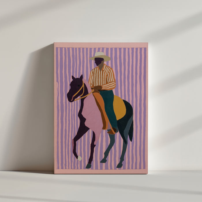 Horse and rider canvas print product photo – decorative wall art for living room
