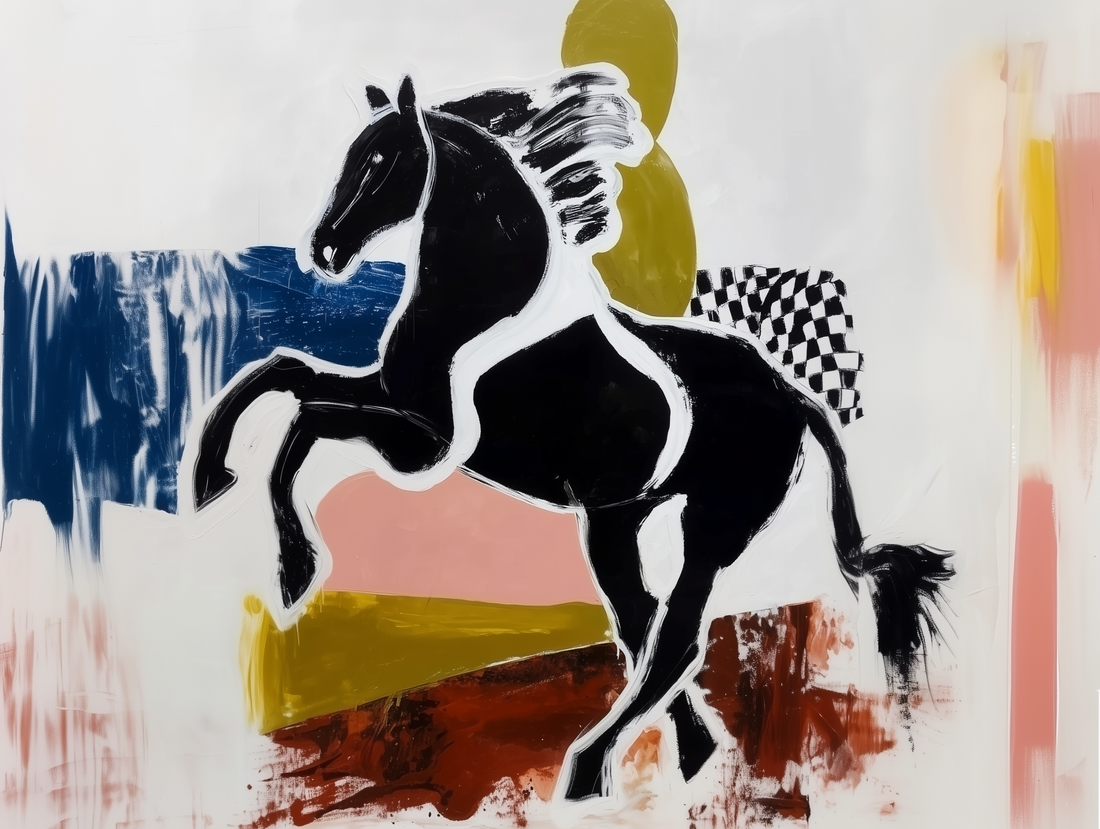 Modern Black Horse Canvas Print - Abstract Horse Wall Art