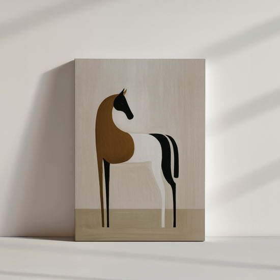 Product photo: stylized beige and black minimalist horse canvas wall decor