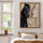 Black and white geometric horse painting for adult bedroom decor in soft neutral tones