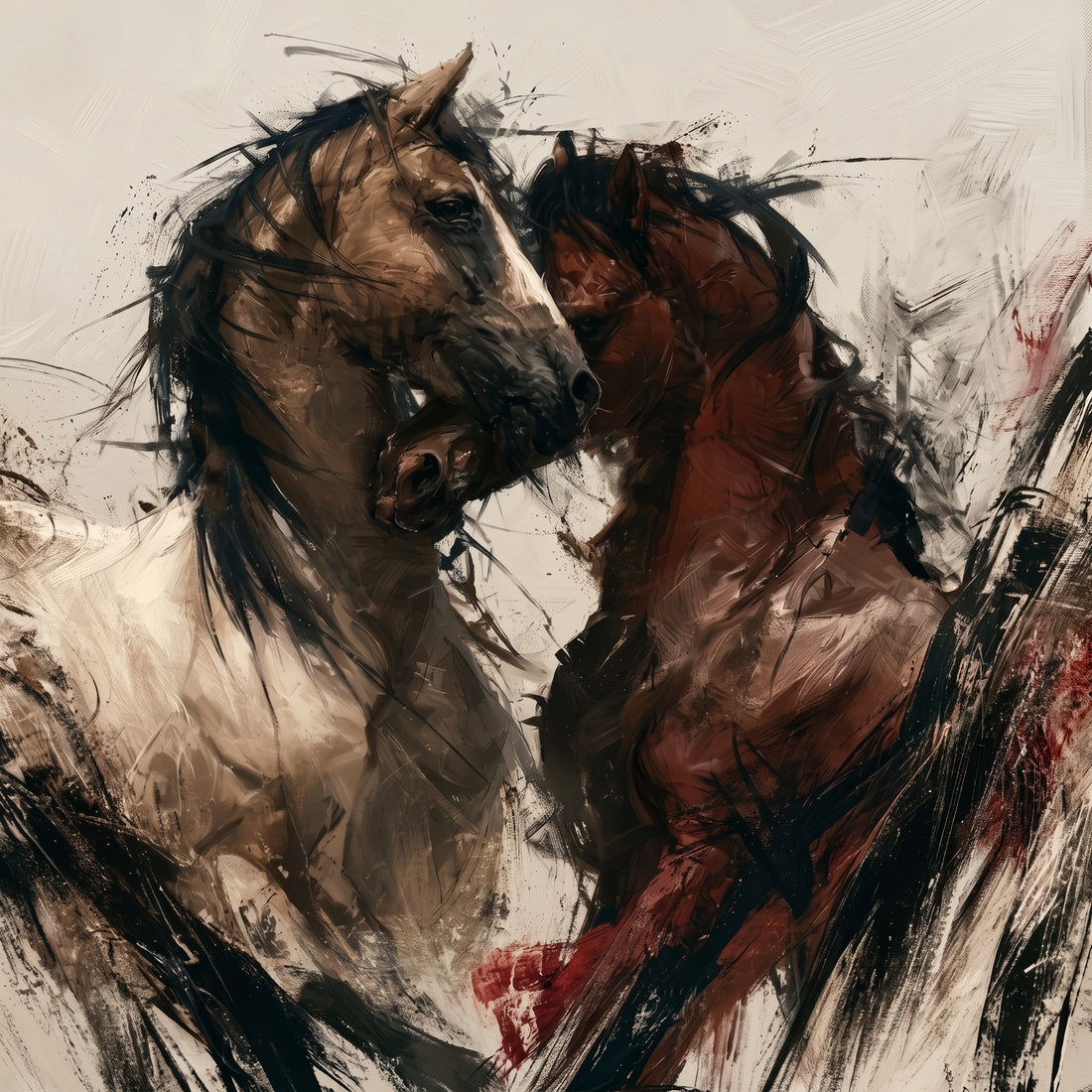 Galloping Horses Canvas Wall Art – Wild Duel & Raw Power