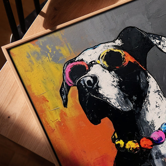 Multicolor pop art dog wall art for Scandinavian office decor