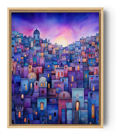 Traumhafte Stadt in der Dämmerung, beruhigende Palette für eine gelassene Atmosphäre.