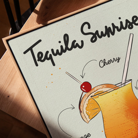 Cocktail Tequila Sunrise tableau toile pour cuisine minimaliste