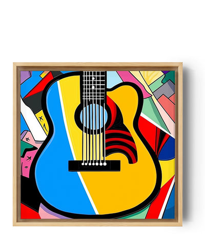 Captivating musical Pop Art illustration of a guitar body in primary colors