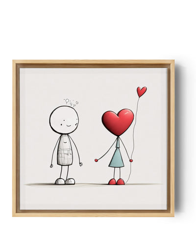 Valentine's Day canvas print featuring a romantic couple with a heart-shaped woman figure