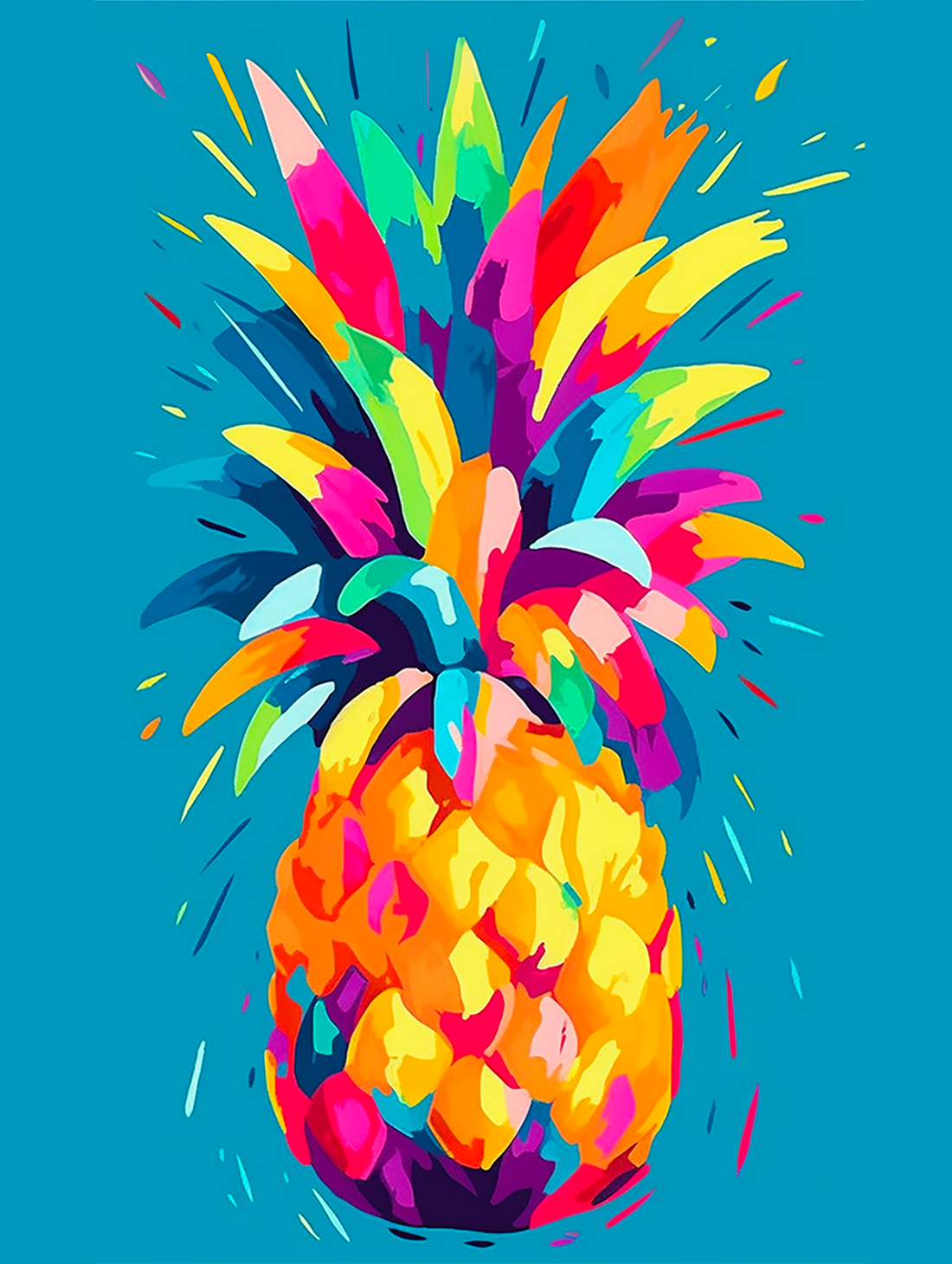 Toile contemporaine Ananas arc-en-ciel - Éclat fruité