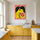 Tableau cuisine citron stylisé jaune orange fond corail, décoration murale moderne graphique pop art