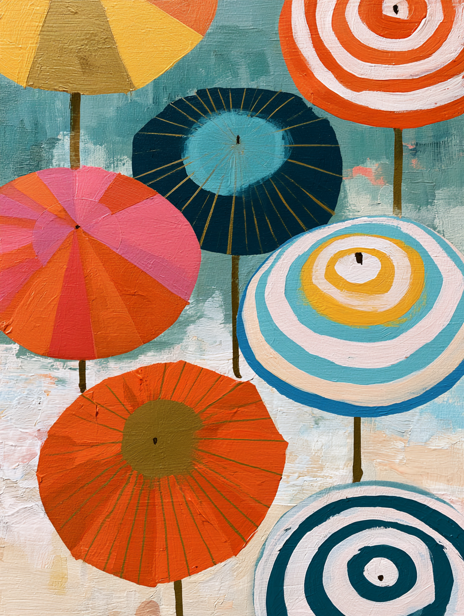 Tableau cuisine Ombrelles japonaises - Explosion de couleurs et joie graphique