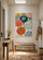 Tableau cuisine parasols colorés jaune orange bleu décoration murale moderne ambiance joyeuse