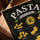 Italian pasta chart chalkboard print (fusilli, spaghetti) for industrial kitchen wall decor