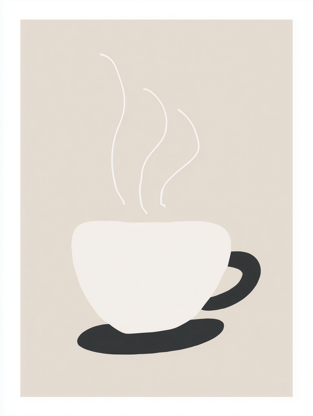 Grand tableau Tasse de café - Matin beige apaisant