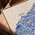 Tableau cuisine village italien Positano bleu beige style illustration présenté avec cadre chêne doré