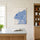 Tableau cuisine village italien Positano bleu et beige style illustration pour décoration murale cuisine moderne