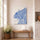 Tableau cuisine village italien Positano bleu beige illustration décorative pour cuisine moderne