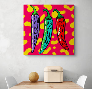 tableau cuisine moderne et coloré  au dessus d'un table