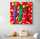 modern and colorful kitchen wall art above a table