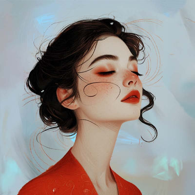 illustration serene woman painting