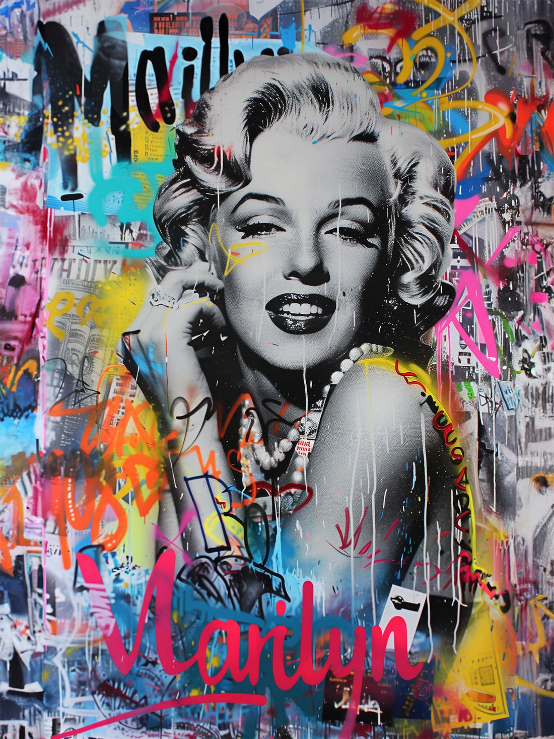 Marilyn Monroe Street Art Canvas Print – Glamour Wall Art