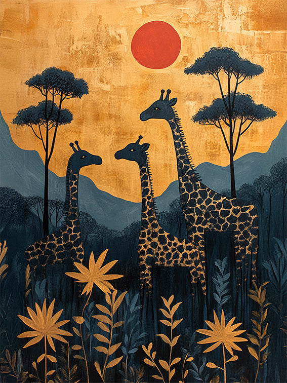 Tableau Girafes - Coucher de soleil africain