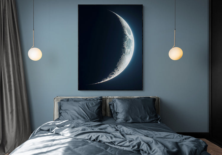 tableau pour chambre adulte avec un paysage lunaire pour instaurer une ambiance propice au sommeil