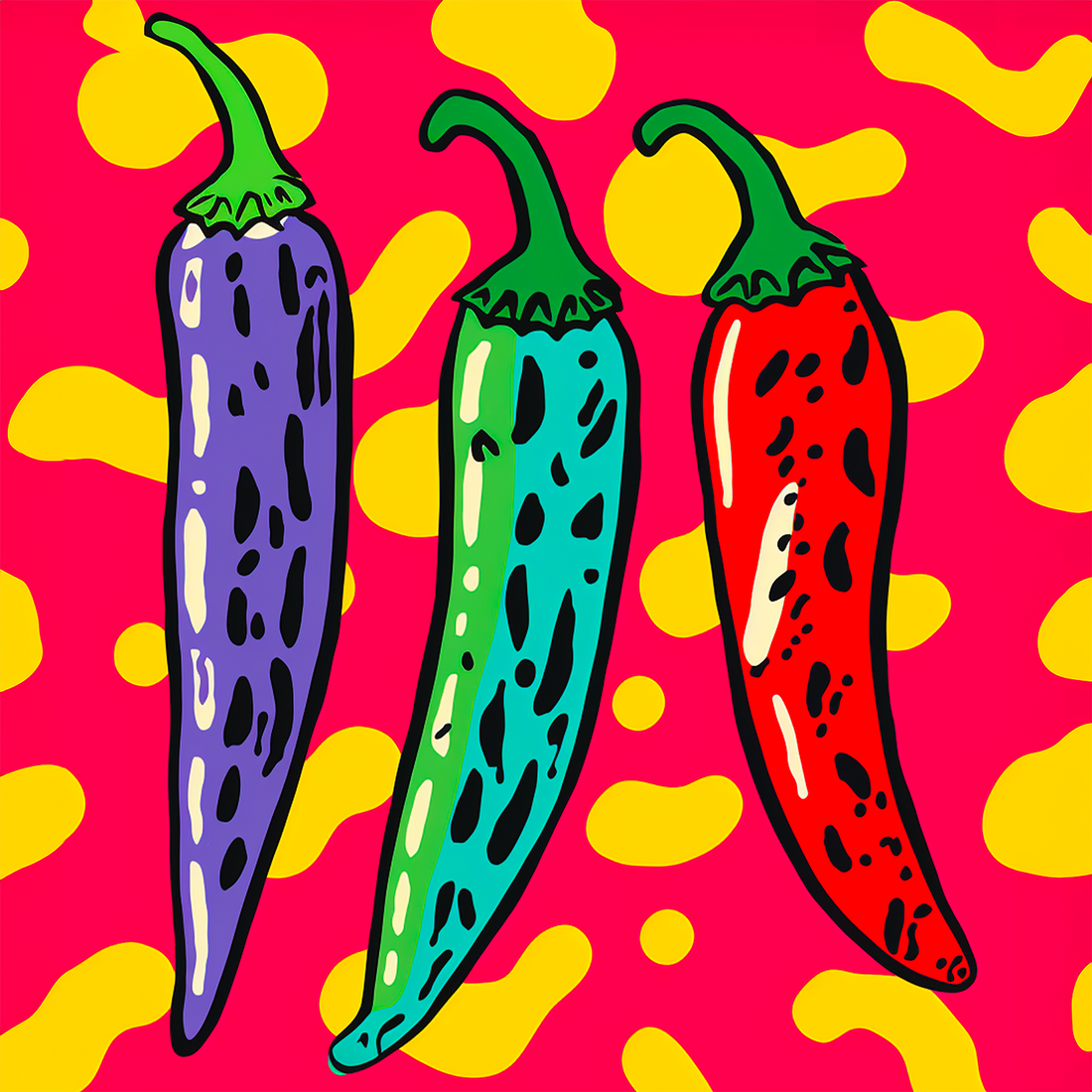 Chili Peppers Canvas Print - Vibrant Kitchen Wall Art