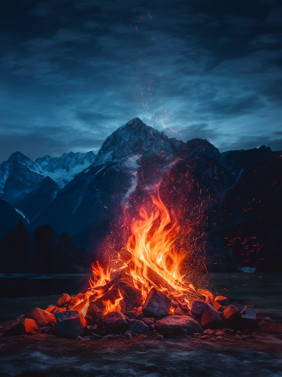 Alpine Fireplace Wall Art – Cozy Warmth