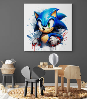 Vibrant Sonic poster brightening a children's playroom, ideal for sparking imagination