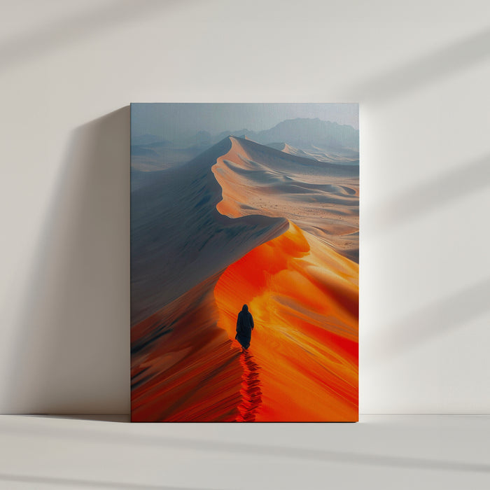toile désert, touareg, paysage, orangé.