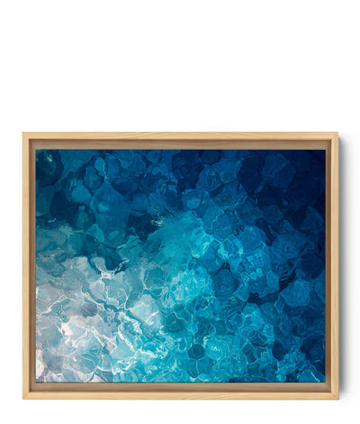 Blue water on canvas capturing light - modern abstract painting
