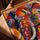 Tableau éléphant multicolore style moderne sur toile décoration salon contemporain cadre chêne doré