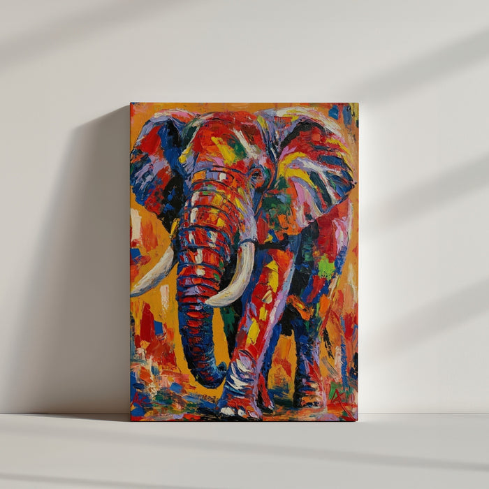 Tableau éléphant multicolore style pop art moderne pour décoration murale ambiance minimaliste épurée