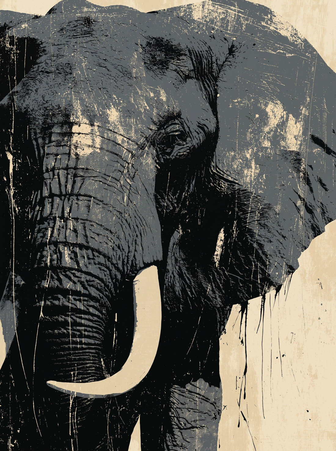 Leinwandbild Elefant – Stille Präsenz in Schwarz & Beige