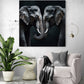 toile photo deux elephants qui s'enlacent dans un salon épurée blanc
