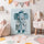 Tableau enfant éléphant en pyjama bleu aquarelle décoration murale chambre bébé garçon