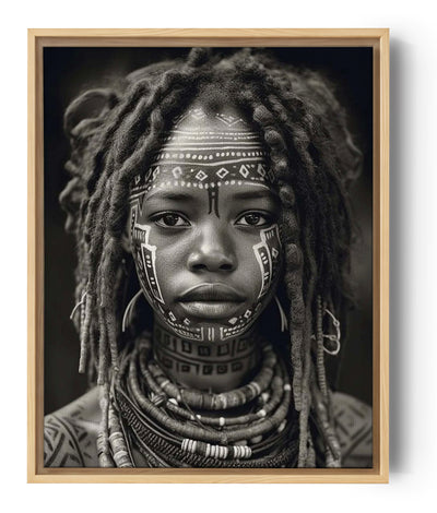 Black and white 'Child of the World' artwork: powerful portrait of a girl from the Kemareke tribe, Ethiopia