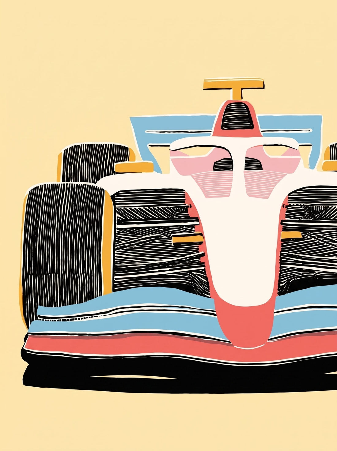 Tableau chambre enfant Formule 1 - Style graphique pastel et peps
