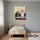 Tableau enfant voiture F1 stylisée rose corail bleu décoration chambre garçon moderne