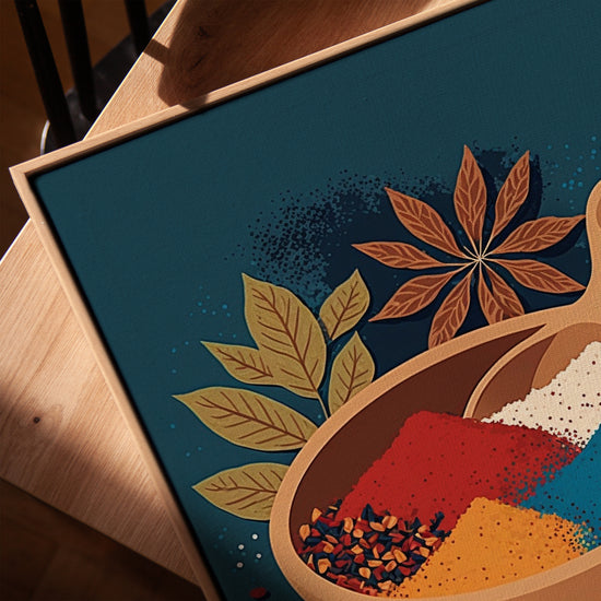 Indian Spices Bowl Wall Art Poster for Scandinavian Kitchen Interiors