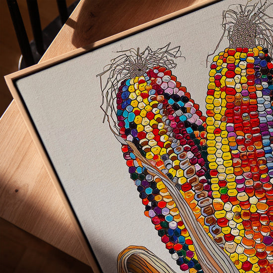 Tableau épis de maïs multicolores pour cuisine minimaliste