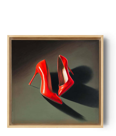 Personalized Red Stiletto Canvas, vibrant artwork symbolizing bold femininity and fashion elegance
